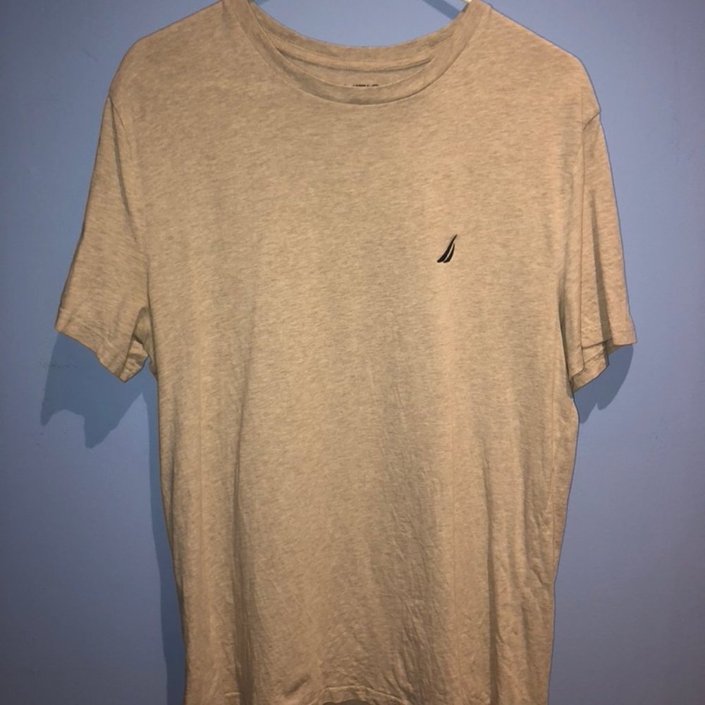 Nautica Short Sleeve Cream T Shirt Classic Fit Med
